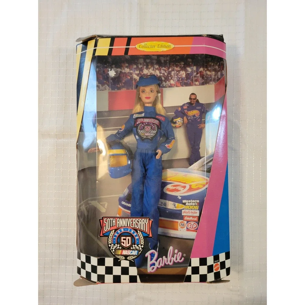 Mattel NASCAR 50th Anniversary Barbie Doll Collector Edition 1998 Blue #20442